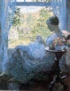 Melchers, Gari Julius Young Woman Sewing Sweden oil painting reproduction